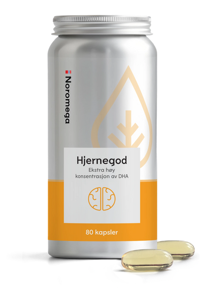 Noromega Hjernegod, boks med to kapsler